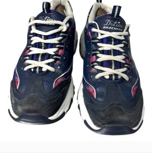 Womens Navy Skechers D'lites Galaxy Fantasy 8.5 With Suprise Color Laces. Fun